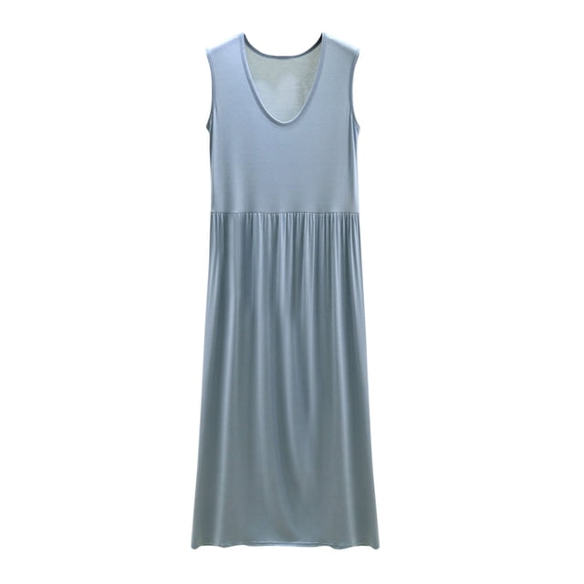 Tqcoqu Jupe d'Intérieur pour Femme à Col Rond, Couleur Unie, avec Coussinet de Poitrine, Ample et Confortable, Grande Taille