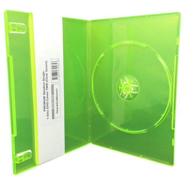 CheckOutStore (50) Premium Slimline Single 1-Disc DVD Cases 7mm (Clear Green)