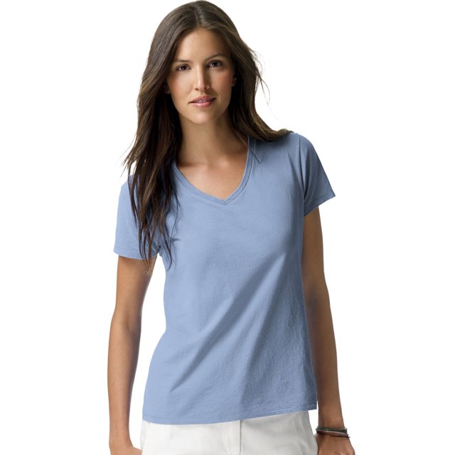 Hanes T-Shirt à Col en V en Coton Filé à 100 % avec Franges pour Femmes 4,5 oz