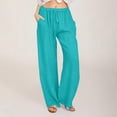 thumbnail image 2 of Timegard Cotton Linen Pants for Women Elastic Waist Drawstring Fall Travel Casual Pants with Pockets, 2 of 5