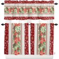 thumbnail image 1 of Ensemble de Rideaux et Cantonnières de Cuisine à Motif de Poinsettias Aquarelle de Noël, Traitements de Fenêtre d'Hiver de Noël Rouges, Panneaux à Étages Demi/courts pour Petites Fenêtres Café /salon/ Chambre 54x36 en Or Blanc, 1 of 1