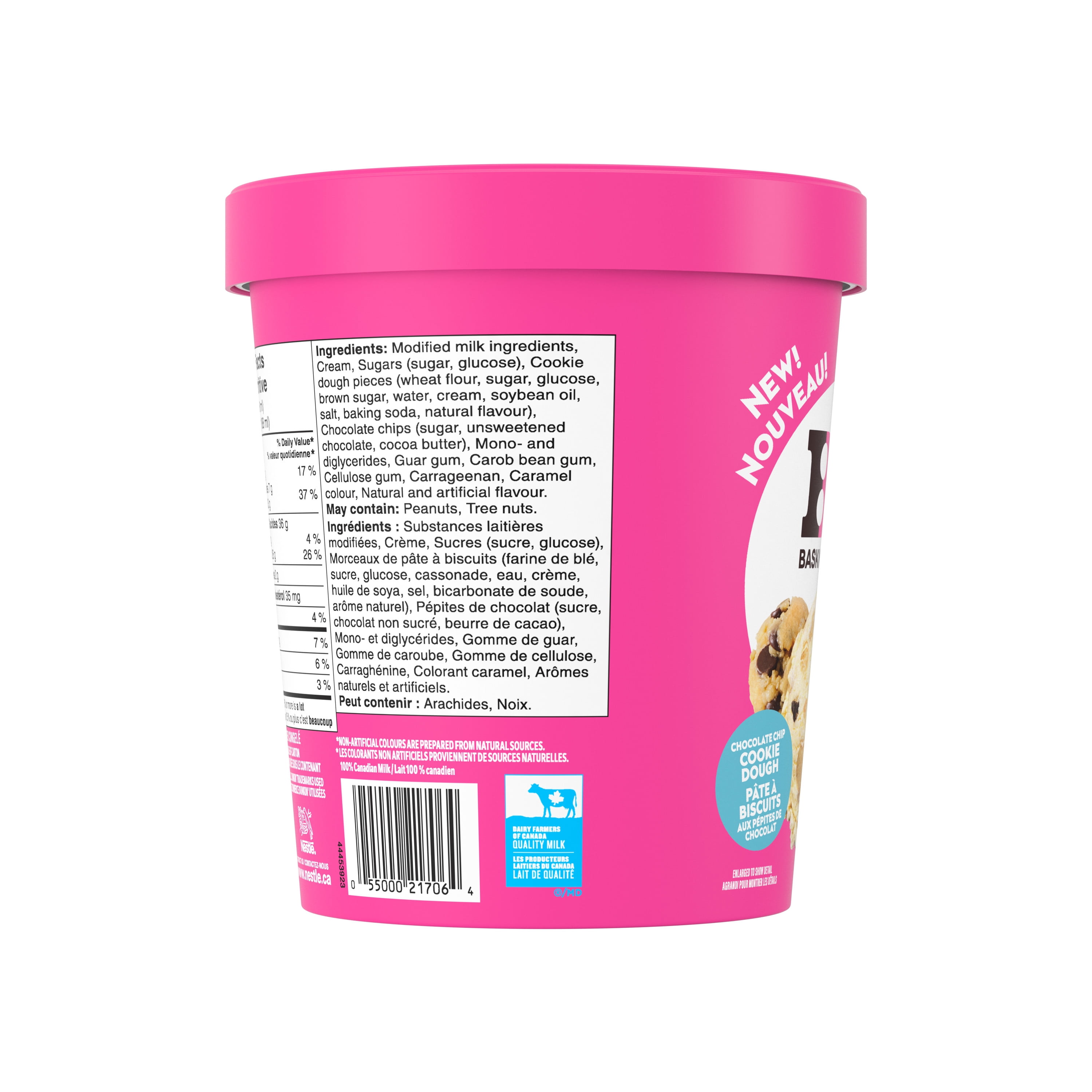 BASKIN ROBBINS Crème glacée Pâte à biscuits, pépites de chocolat, Canada, lait canadien, kasher 946 ml