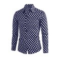 thumbnail image 2 of INSPIRE CHIC Men's Shirt Polka Dots Pattern Point Collar Long Sleeve Button Down Shirt 38 Navy Blue, 2 of 8