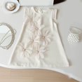 thumbnail image 2 of Ashirexll Robes d'Été pour Filles Sans Manches à Col Rond Robe en Mélange de Coton de Couleur Unie Longueur Genou Blanc 11 Ans, 2 of 6
