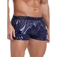 thumbnail image 3 of Xnihocha Men's Shiny Metallic Elastic Waistband Trunks Low Rise Boxer Shorts Underpants Navy Blue XS, 3 of 6