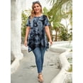 thumbnail image 3 of LARACE Tuniques pour Femmes Grande Taille, Hauts à Col Rond à Manches Courtes, Chemisier à Fleurs, Tuniques, 3 of 5