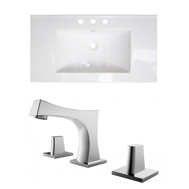 American Imaginations 21-in. W 3H8-in. Ceramic Top Set In White Color AI-15630