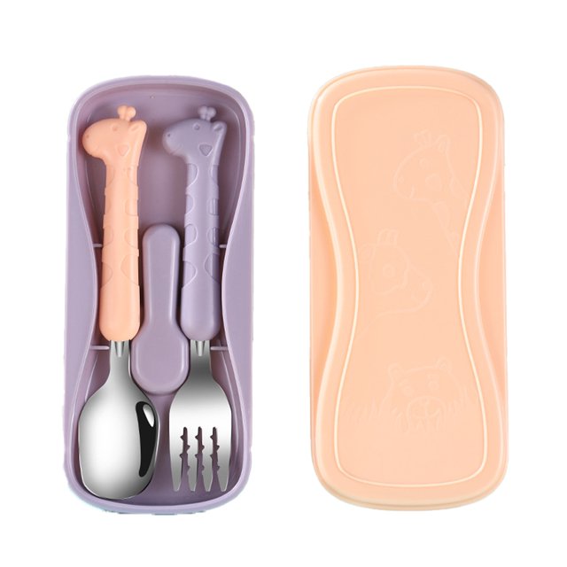 Toddler Utensils Kids Spoon and Fork Set,Cute Giraffe Child Flatware.