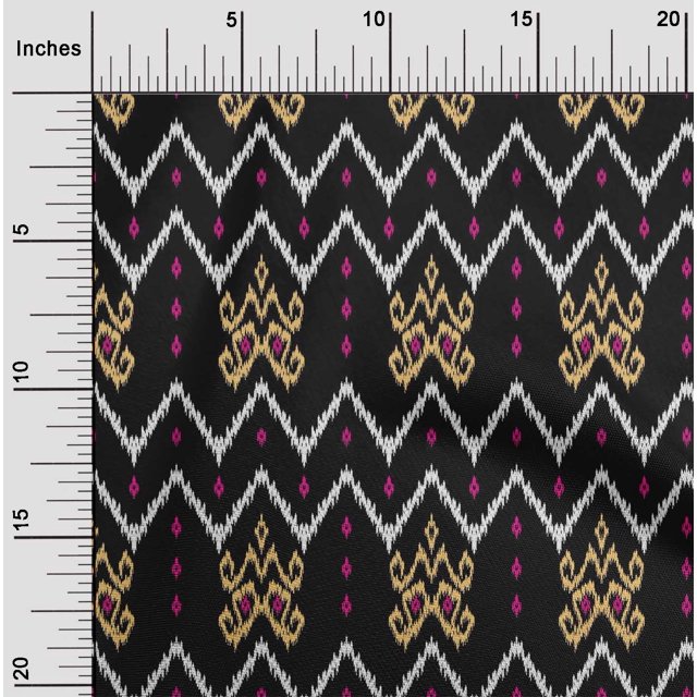 oneOone Silk Tabby Fabric Paisley & Chevron Ikat Decor Fabric Printed BTY 42 Inch Wide