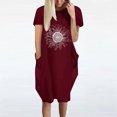 thumbnail image 1 of Robe d'Été pour Femmes 2024 Mode Grande Taille Robe Décontractée Ample à Imprimé Tournesol Robe à Manches Courtes à Col en V Rabais de 50 % Liquidation!, 1 of 5