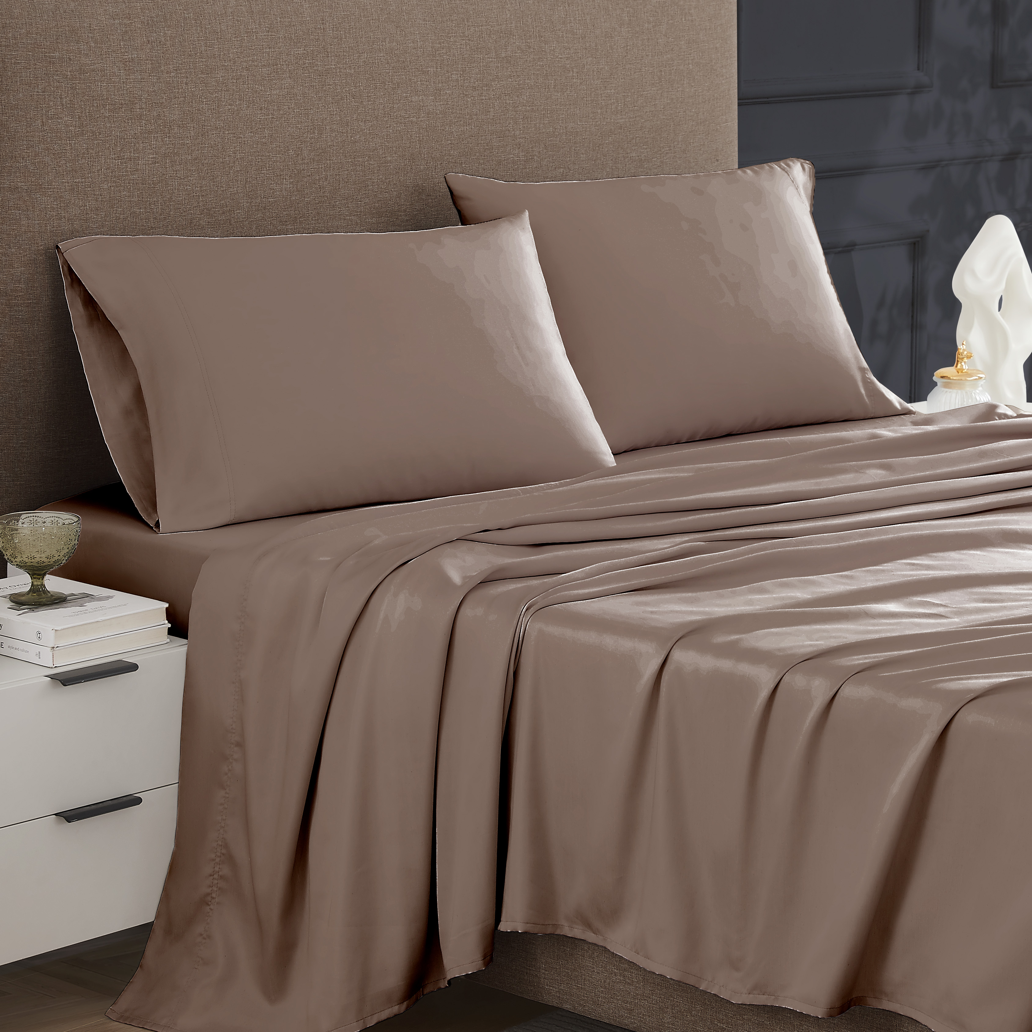 Ensemble de draps 100 % coton à contexture de 400 fils Hometrends, satin de coton