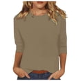 thumbnail image 1 of T-shirt d'Été pour Femmes à Manches 3/4 Longues, Col Rond, T-Shirt de Compression pour Femmes, Haut Ample à Imprimé Floral, Tee-Shirts, T-Shirts pour Femmes, Chemises Décontractées en Lin et Coton Fin pour Femmes, Tunique, Tee, Blouse, 1 of 4