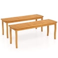 thumbnail image 1 of Gymax 2PCS 47'' Long Patio Dining Bench w/ Slatted Seat Backless Wooden Picnic Bench, 1 of 9