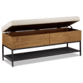 thumbnail image 4 of Bouclair Taupe Fabric Wood and Metal Storage Bench with Shoe Rack, 4 of 10