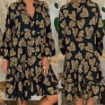 thumbnail image 2 of Birdeem Womens Ladies Casual Plus Size Loose Print Long Sleeve V-Collar Button Mini Dress, 2 of 9