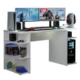 thumbnail image 2 of Madesa Large Modern Gaming Computer Desk 53 Inch with 5 Shelves Cable Management Student Study Wooden Table Home Office Gamer Desk for Kids and Adults - White, 2 of 5