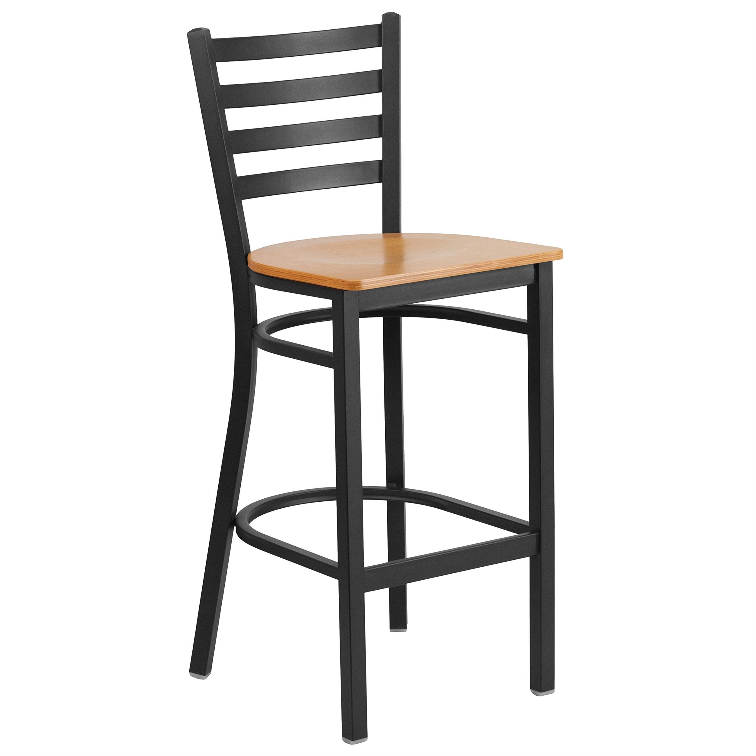 Bowery Hill Metal Restaurant Bar Stool in Black and Natural