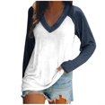 thumbnail image 2 of EQWLJWE Hauts à Manches Raglan pour Femmes Grande Taille à Blocs de Couleur Col en V Raglan Chandails à Manches Longues Décontractés d'Automne Chandails de Fête à Manches Raglan, 2 of 4