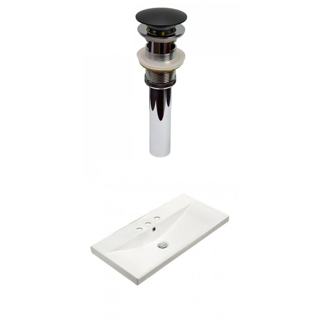 American Imaginations 31.73-in. W 3H4-in. Ceramic Top Set In White Color - Overflow Drain Incl. AI-30901