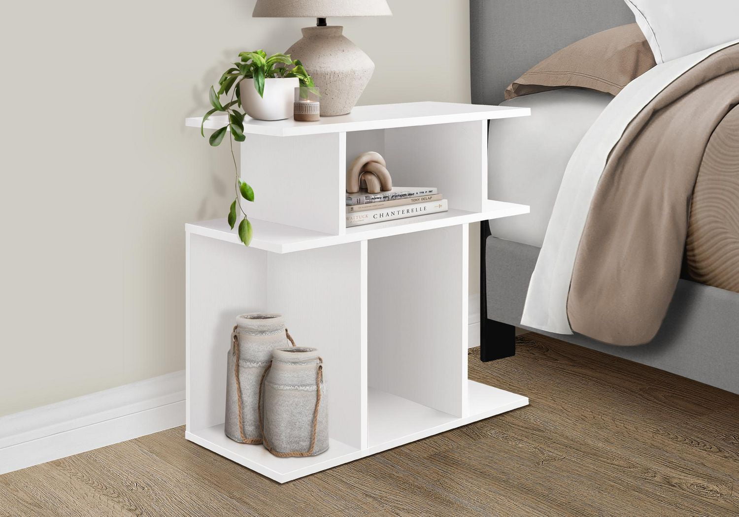 Monarch Specialties Accent Table, Side, End, Nightstand, Lamp, Living Room, Bedroom, Laminate, White, Contemporary, Modern