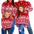 thumbnail image 1 of Chandails de Noël Assortis pour la Famille Manches Longues Col Rond Flocon de Neige Pulls Tricotés de Vacances, 1 of 7