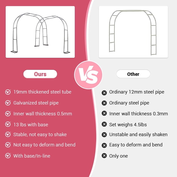 Heavy Duty Metal Garden Arch Trellis Arbor – 9.8 x 7.2 ft Sturdy Frame for Climbing Plants – Perfect for Weddings, Parties, Entrances, Easy Assembly – Outdoor & Indoor Décor, Black