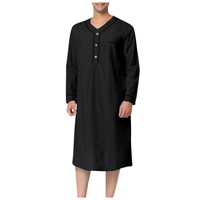 Homme Musulman Arabie Décontracté à Manches Longues avec Poche Chemise Ample Robe Musulmane Robe Unie avec Poche