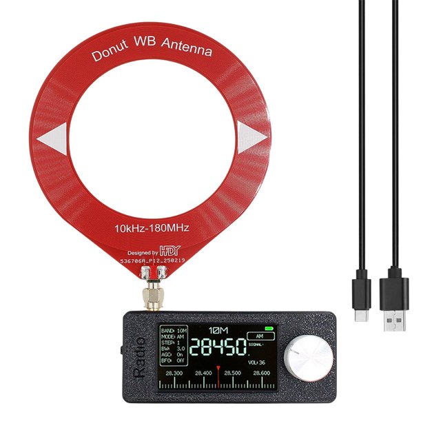 Bunblic SI4732 Mini Radio Compact Headphone Jack Broadcasting for Backpacking Hiking Black Red