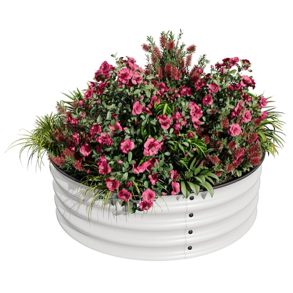 Galvanized Raised Garden Bed – Round Metal Planter Box with Safe Rubber Edge, Rust & Corrosion Resistant, Open Bottom, Easy Assembly – Ideal for Vegetables, Fruits, Flowers
