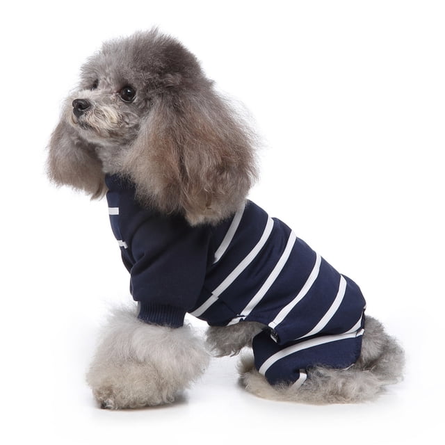 LSLJS Pet Pajamas, Home Clothes, Cotton Contrast Pajamas, Knitted Pet Clothes, Pet Costume