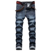 Ketyyh-chn99 Jeans for Men 2024 Relaxed Boot Jean Loose fit Pants Shorts Fashion Casual Solid Loose Sport Pockets Long Pants Dark Blue,36
