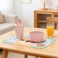 thumbnail image 4 of Dvkptbk plastic cutlery Wheats Straw Tableware Set Rice Bowl Dishs Plates Cup 6 Pieces Portable Knife Fork Spoon Chopsticks Gift, 4 of 6