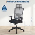 thumbnail image 3 of Twister.CK High Back Ergonomic Office Chair, Adjustable Lumbar Support & Headrest, Swivel Task Chair, Height-Adjustable Rocking Mesh Computer Desk Chair, for Home Office, Gray, 3 of 9