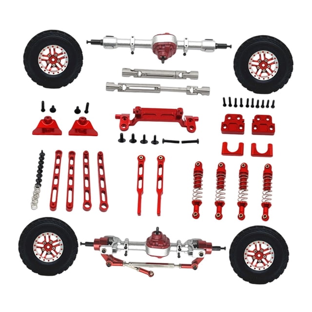 Bunblic Front Rear Axle DIY Kit 1/12 RC Car Upgrade Parts Metal Screws Fixings Drive Shafts RC Car Accessories for MN82S MN82T Red