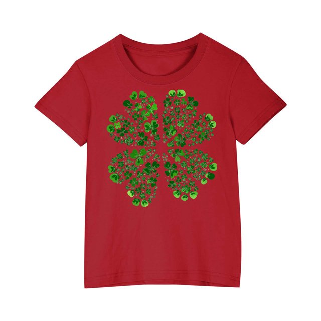 FAIWAD Hauts pour Enfants Garçons Filles Manches Courtes T-Shirt Graphique de la Saint-Patrick Trèfle Mignon Décontracté Col Rond