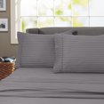 thumbnail image 2 of Ensemble de Draps à Rayures 600 Fils 100 % Coton Infroissable (Grand Lit, Gris), 2 of 2