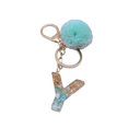 thumbnail image 2 of Letter Pendant Plush Ball Key Chain Resin Sequin Buckle Keyring Holder Charm Decoration, 2 of 8