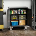 thumbnail image 4 of AOBABO Armoire de Rangement de Bureau en Acier Verrouillable, Étagères Ajustables et Roulettes, Noir, 4 of 10