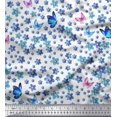 thumbnail image 1 of Soimoi Silk Fabric Butterfly & Flower Floral Print Fabric by the Yard 42 Inch Wide, 1 of 3