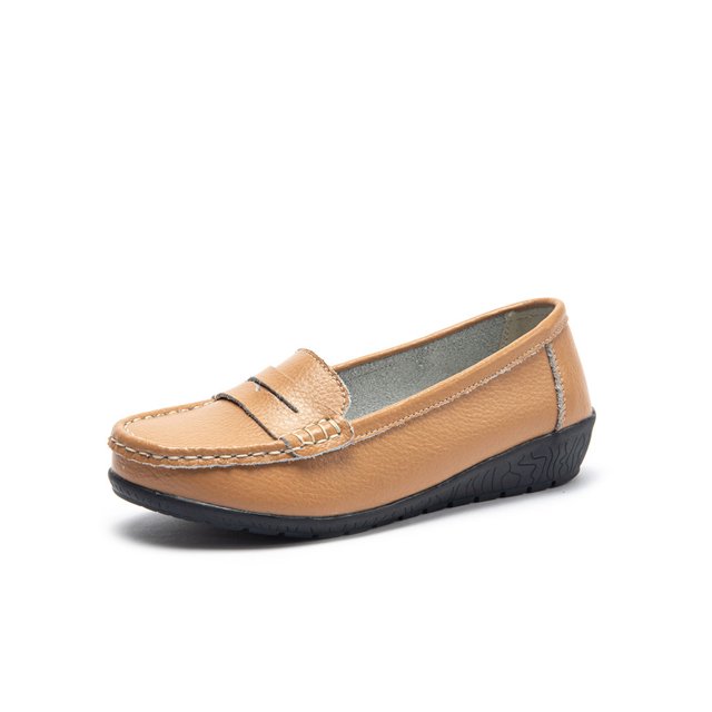 Innerwin Mocassins pour Femmes à Enfiler Ballerines Basses Légères Chaussures Bateau Bout Rond Marche Kaki 8.5