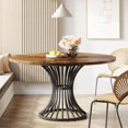 thumbnail image 4 of Tribesigns Round Dining Table for 4-6 People, 47-Inch Farmhouse Dinning Room Table Circle Kitchen Table, Industrial Dinner Table with Metal Base for Kitchen, Living Room, Rustic Brown, 4 of 7