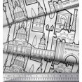 thumbnail image 3 of Soimoi Black Poly Georgette Fabric Street Light & Monuments Architectural Fabric Prints By Yard 52 Inch Wide, 3 of 3