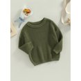 thumbnail image 3 of Faithtur Toddler Baby Round Neck Sweaters, Long Sleeve Solid Color Loose Knitted Pullovers, 3 of 9