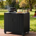 thumbnail image 1 of Outdoor BBQ Prep Table w/Storage Cabinet, Stainless Steel Grill Cart, Heavy Duty Kitchen Work Table for Patio, Lawn, Pizza Oven, Griddle, 1 of 9
