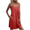 thumbnail image 1 of Pyjama pour Femmes Zeophrasy Nuisette pour Femmes avec Poches Chemises de Nuit Sans Manches Tenue de Nuit Chemise de Nuit à Plis devant Col Rond Robe de Nuit Clearacne Moins de 5, 1 of 7