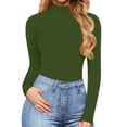 thumbnail image 4 of Women Fashion Mock Turtle Neck Long Sleeve Solid Plush Tops Bodysuit Jumpsuit, 4 of 5
