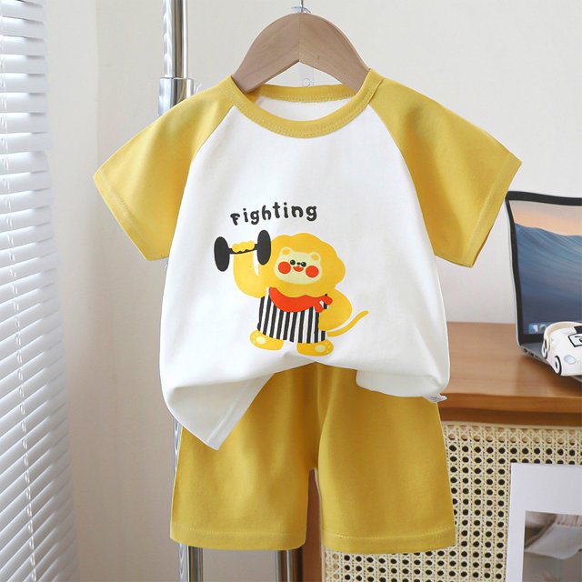 LSLJS Bébé Été Mignon Imprimé Col Rond Manches Courtes Shorts Ensemble Vêtements d'Été Vêtements pour Enfants à la Mode 2024