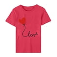 thumbnail image 4 of Meichang Hauts pour Femmes T-Shirts de la Saint-Valentin T-Shirts de Fête à Col Rond T-Shirts à Imprimé Cœur d'Amour T-Shirts à Manches Courtes Jolis Tees Blouses en Liquidation, 4 of 5