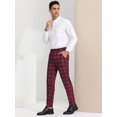 thumbnail image 4 of INSPIRE CHIC Pantalon à Carreaux pour Homme, Léger, Coupe Régulière, devant Plat, 32, Noir Rouge, 4 of 6