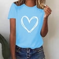 thumbnail image 1 of Meichang T-Shirts de la Saint-Valentin pour Femmes Hauts Mignons T-Shirts à Motif de Cœur Hauts de Fête Manches Courtes Blouses Décontractées de Printemps Col Rond Chandails à Enfiler, 1 of 6